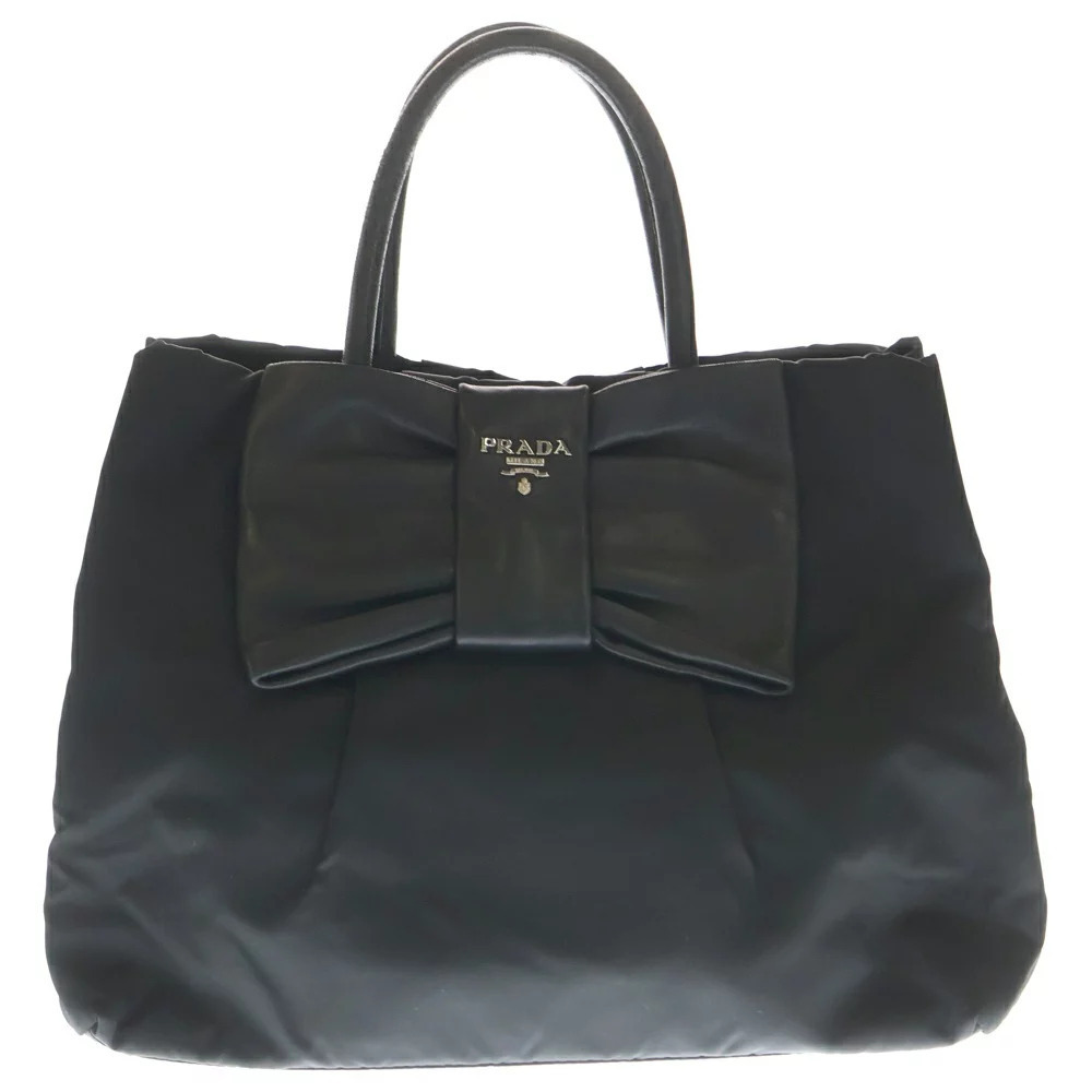 PRADA Rion Handbag Tote Bag Black Leather